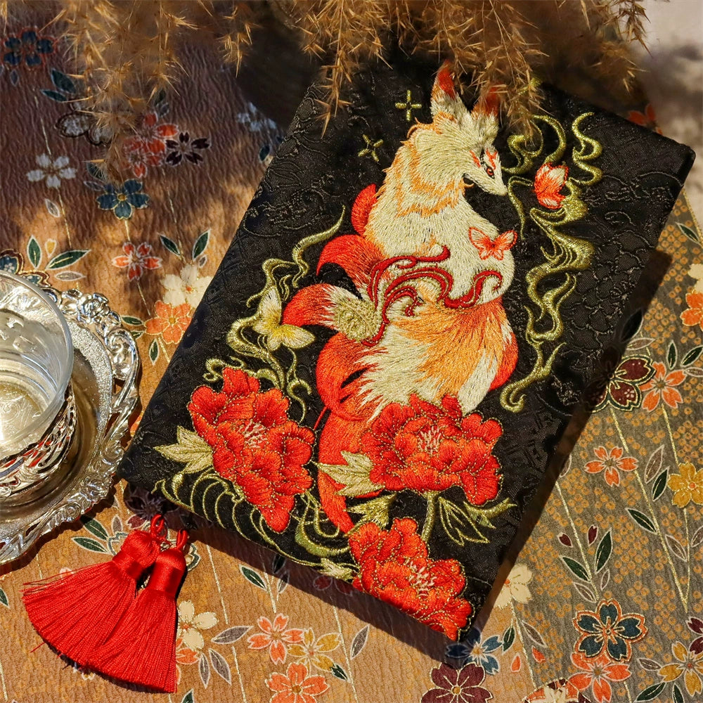 Red Fox Embroidered A5 Notebook