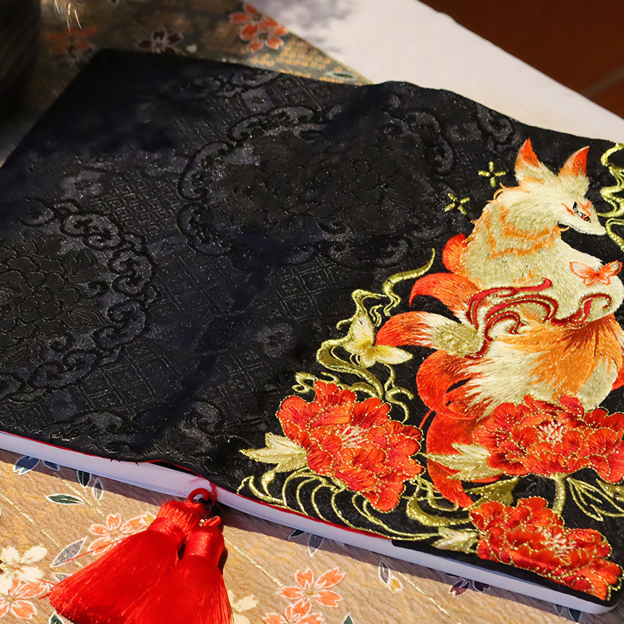 Red Fox Embroidered A5 Notebook