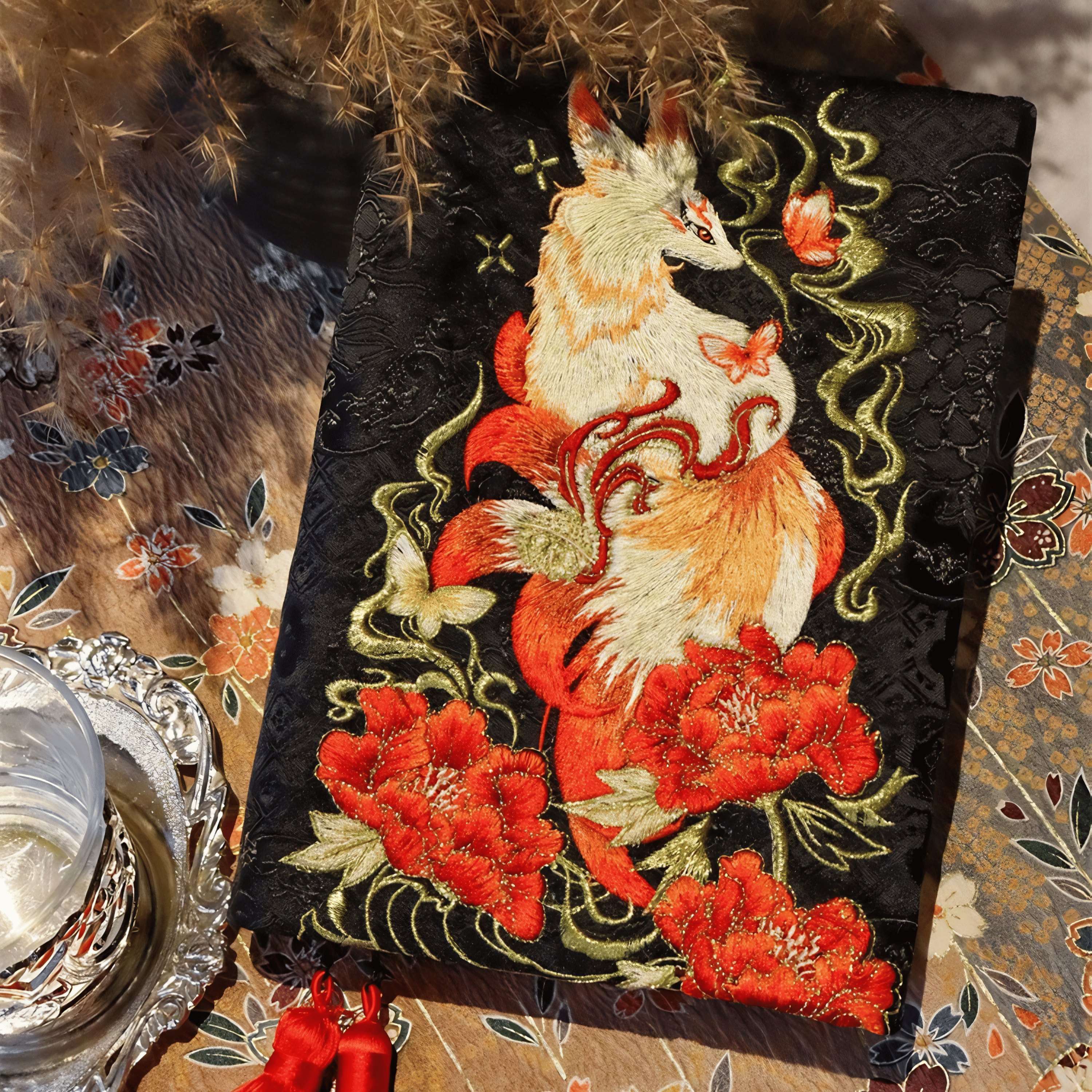 Red Fox Embroidered A5 Notebook Journal